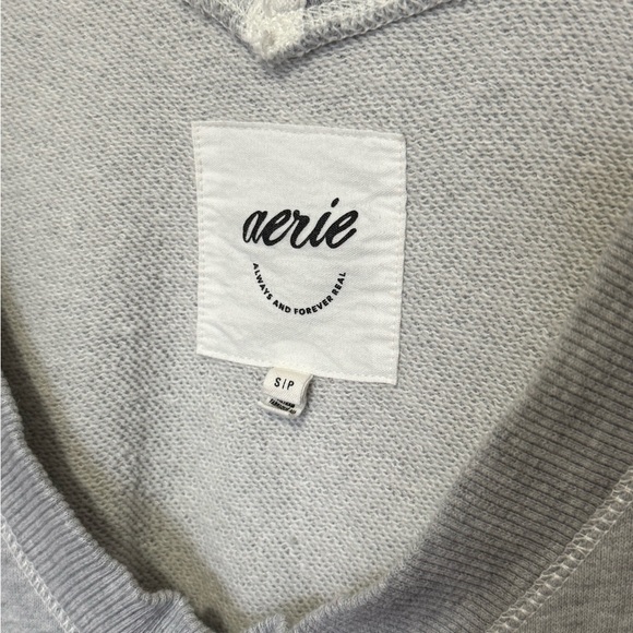 Aerie Women's Light Gray V-Neck Sweatshirt - Picture 2 of 5
